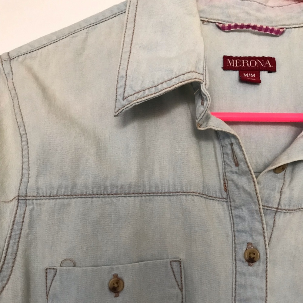 Distressed jean button up - Picture 2 of 2